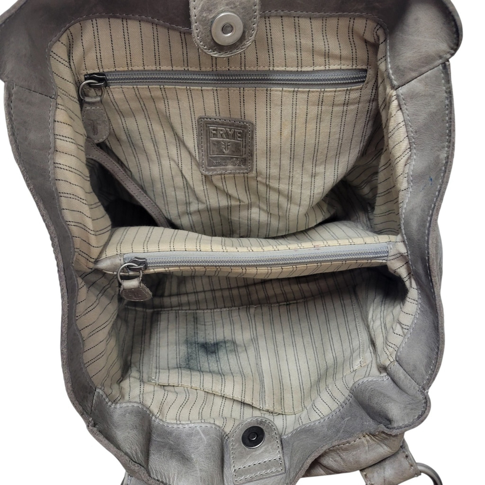Frye Melissa Tote Women’s Genuine Distressed Leather Gray #34DB138 - Picture 9 of 10
